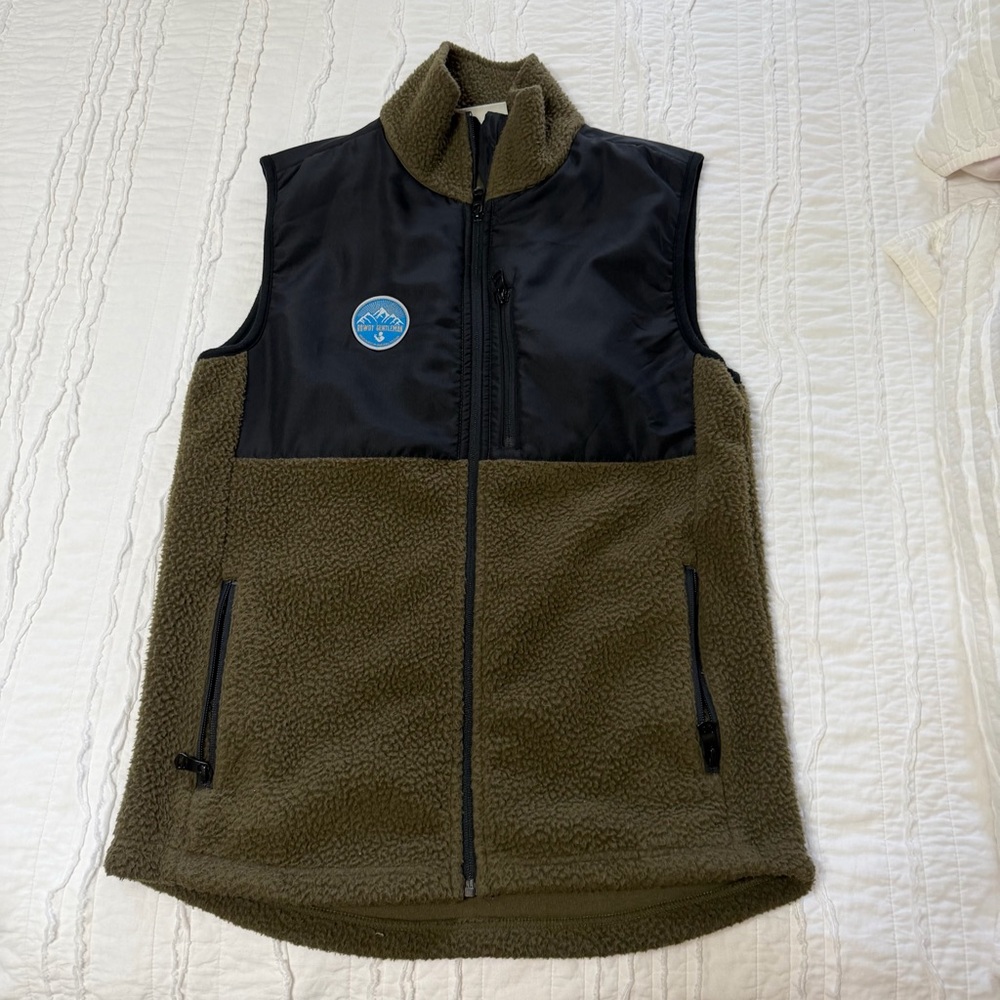 Black and Olive Sherpa Vest